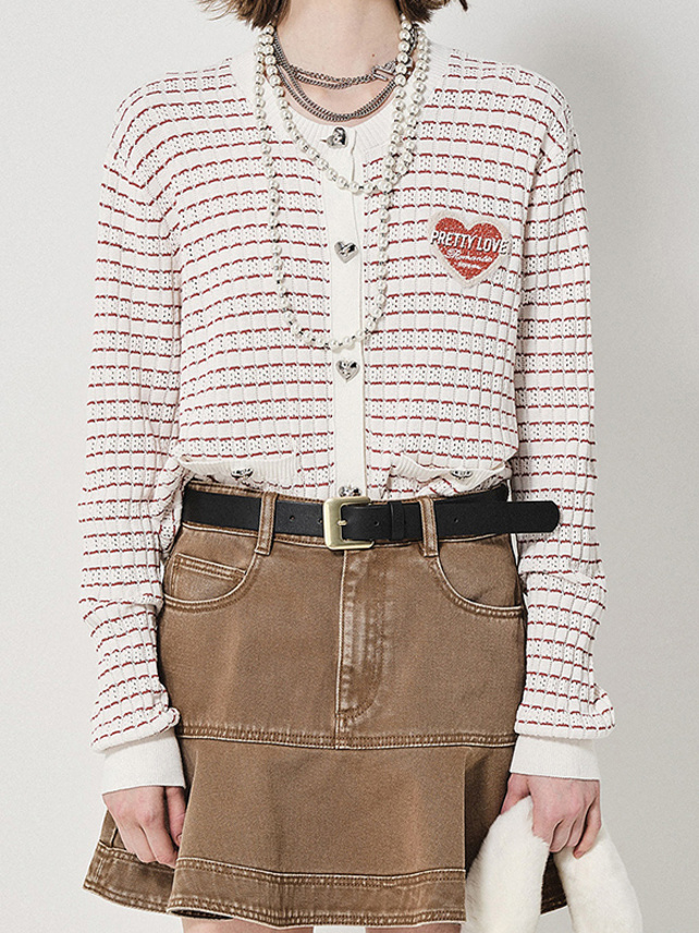 【トリートユアセルフ】Heart button knit cardigan