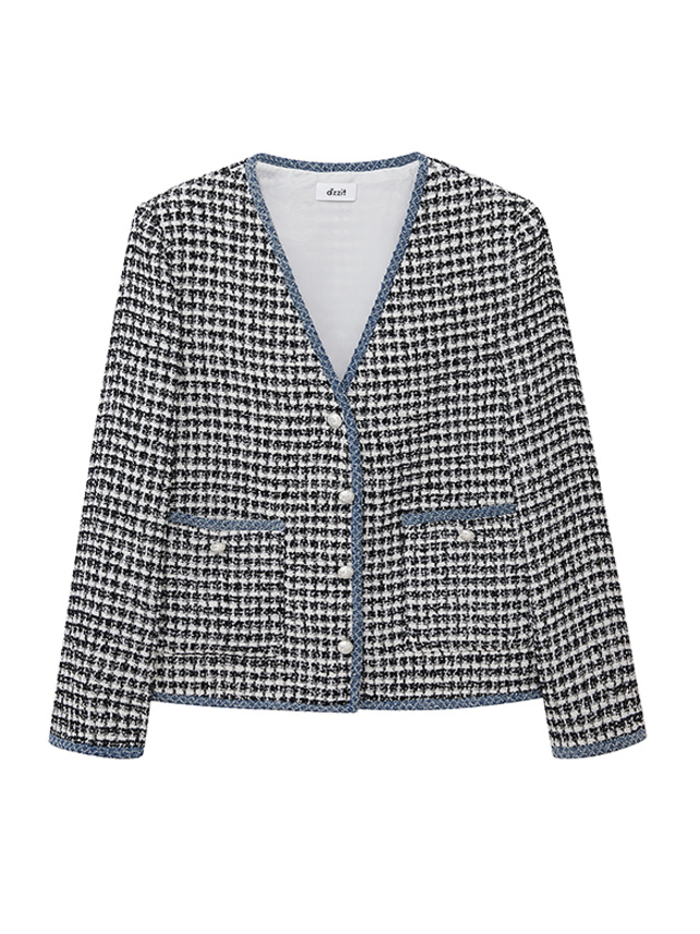 Denim Piping Tweed Jacket - DAZZLE FASHION(ダズルファッション)／d