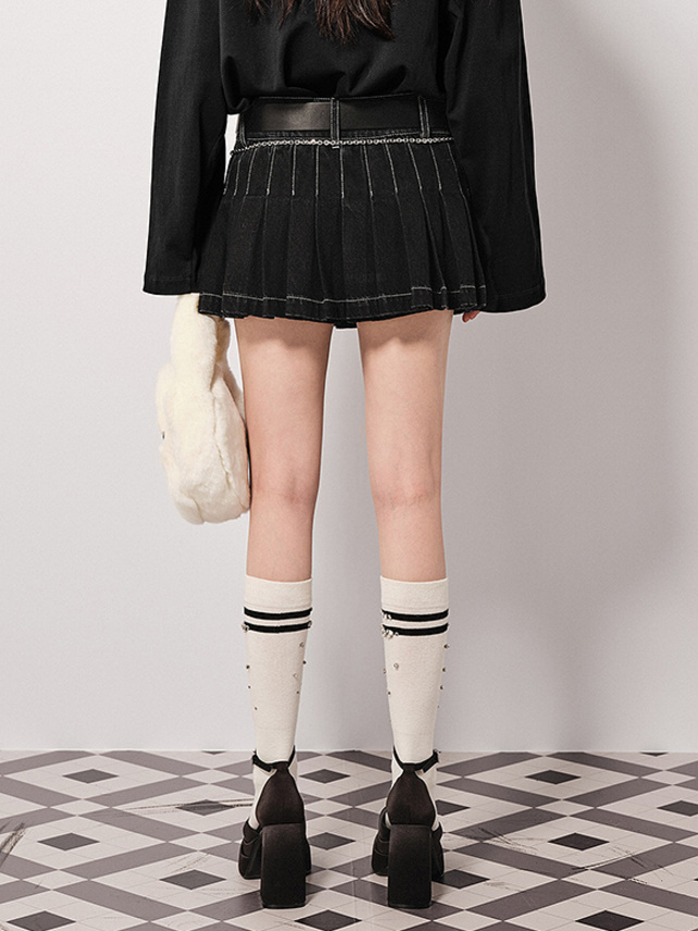 Stitch Tuck Denim Skirt - DAZZLE FASHION(ダズルファッション)／d ...
