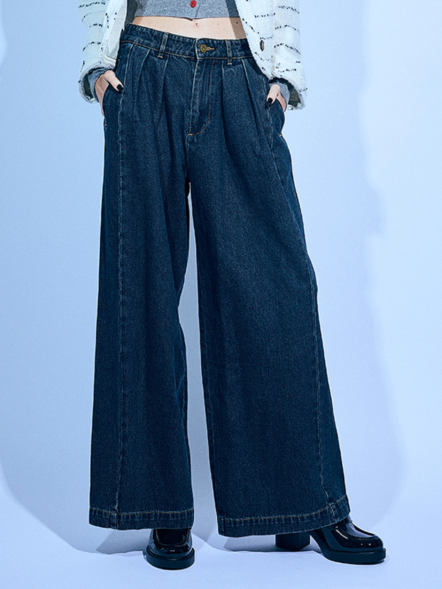 Tuck Rigid Denim Pants - DAZZLE FASHION(ダズルファッション)／d