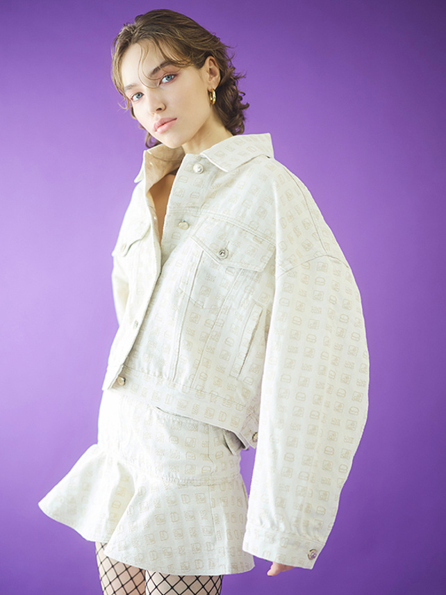 POP Pattern Denim Short Jacket - DAZZLE FASHION(ダズルファッション 