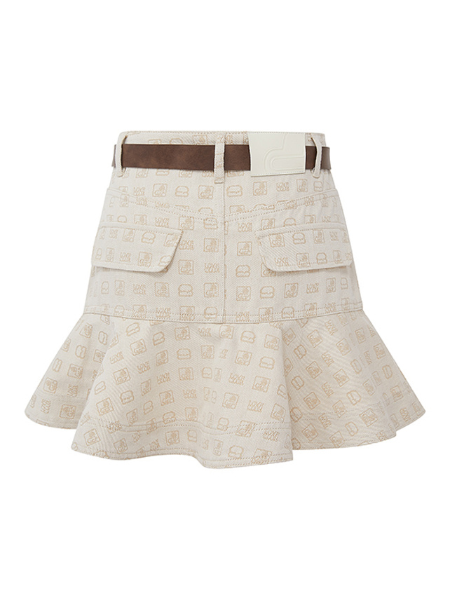 POP Pattern Denim Flare Skirt