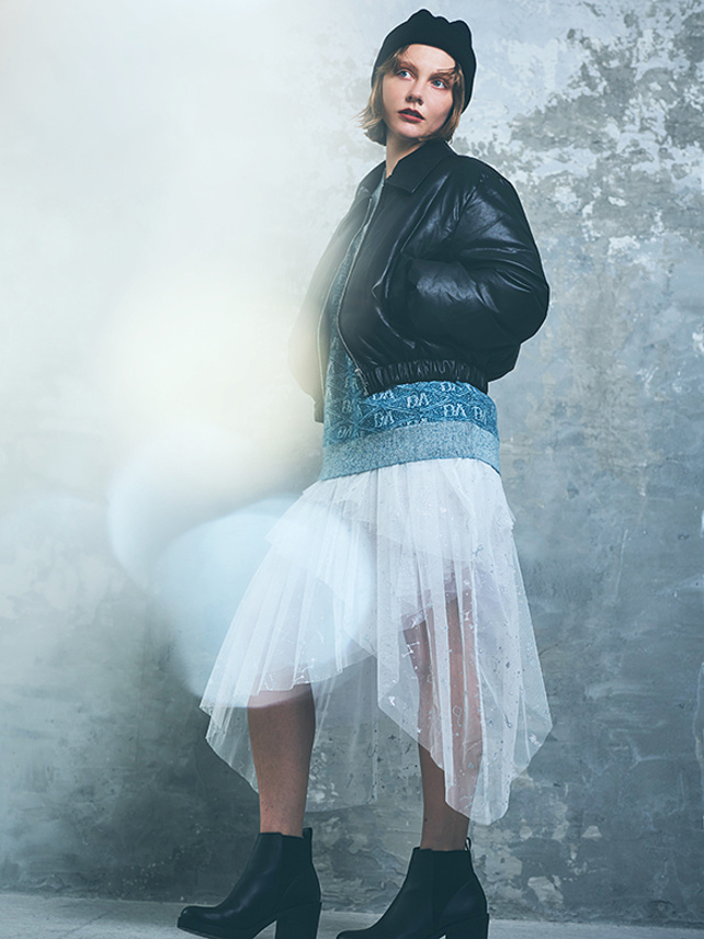 Embroidery Tulle Asymmetry Skirt - DAZZLE FASHION(ダズル ...
