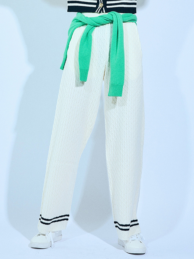 Bi-Color Scheme Line Knit Pants - DAZZLE FASHION(ダズル ...