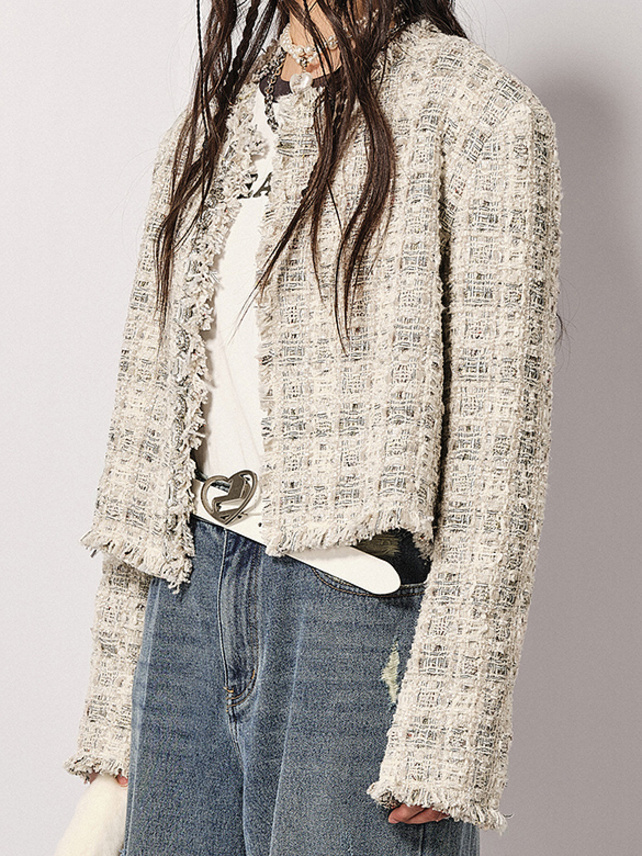 Beads Design Glitter Tweed Jacket - DAZZLE FASHION(ダズル