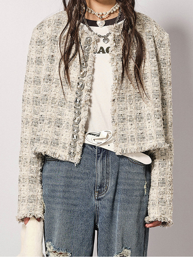 Beads Design Glitter Tweed Jacket - DAZZLE FASHION(ダズル ...