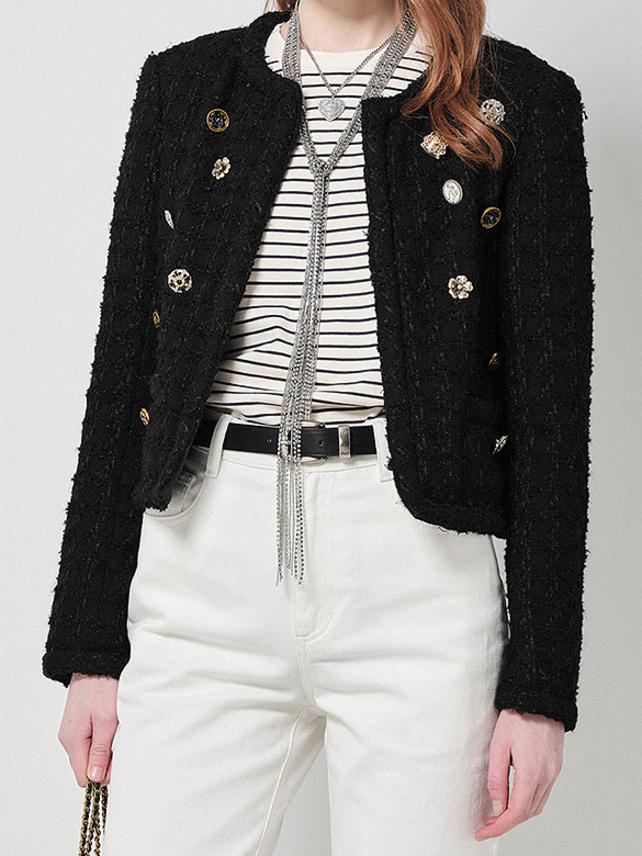 Various Button Short Tweed Jacket - DAZZLE FASHION(ダズル