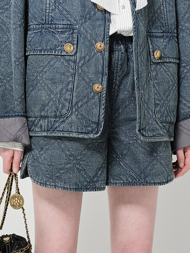 Quilting Denim Short Pants - DAZZLE FASHION(ダズルファッション)／d 