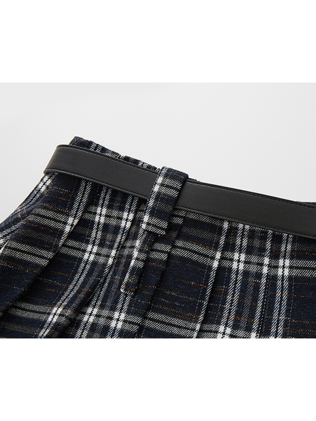 Belted Plaid Pleats Skirt - DAZZLE FASHION(ダズルファッション)／d