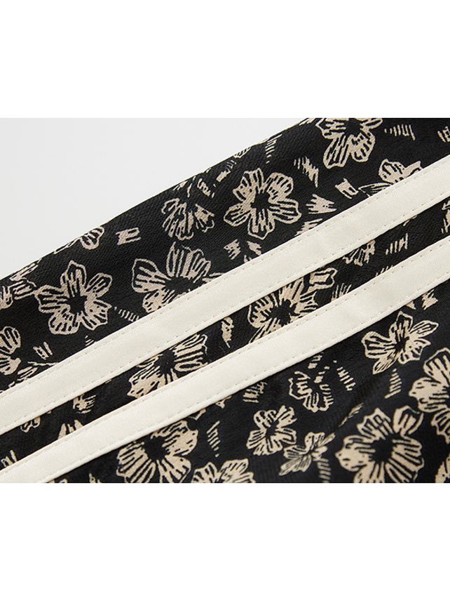 Flower Printed Line Sporty Skirt - DAZZLE FASHION(ダズル 
