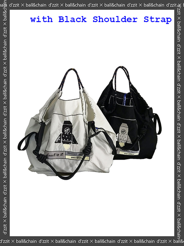 ball&chain Rocket Sequins Design Bag L & Black Shoulder Strap 