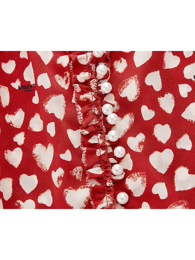 Heart Printed Chiffon Blouse