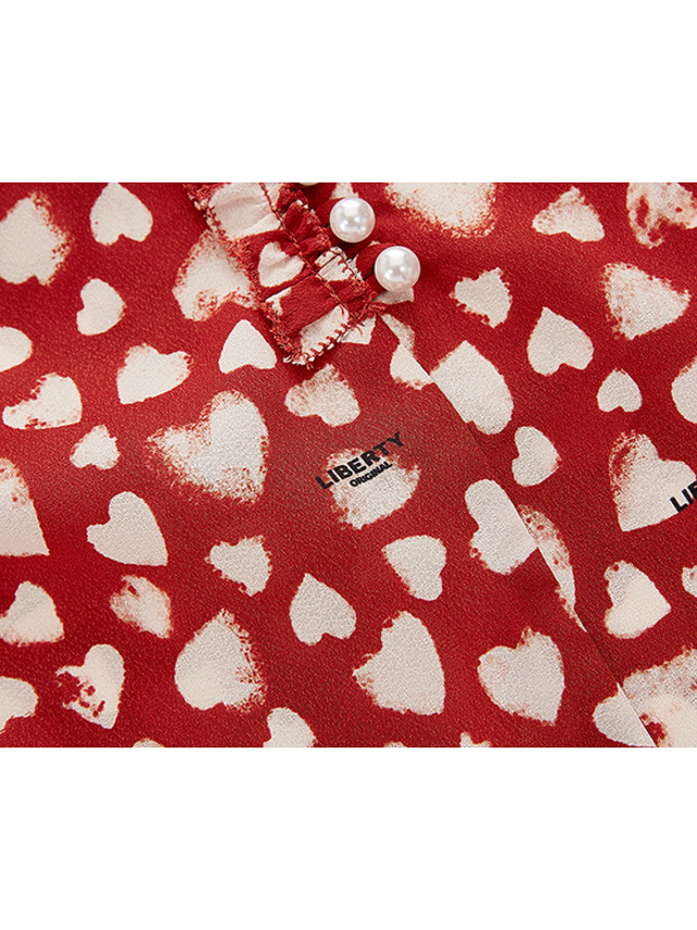 Heart Printed Chiffon Blouse