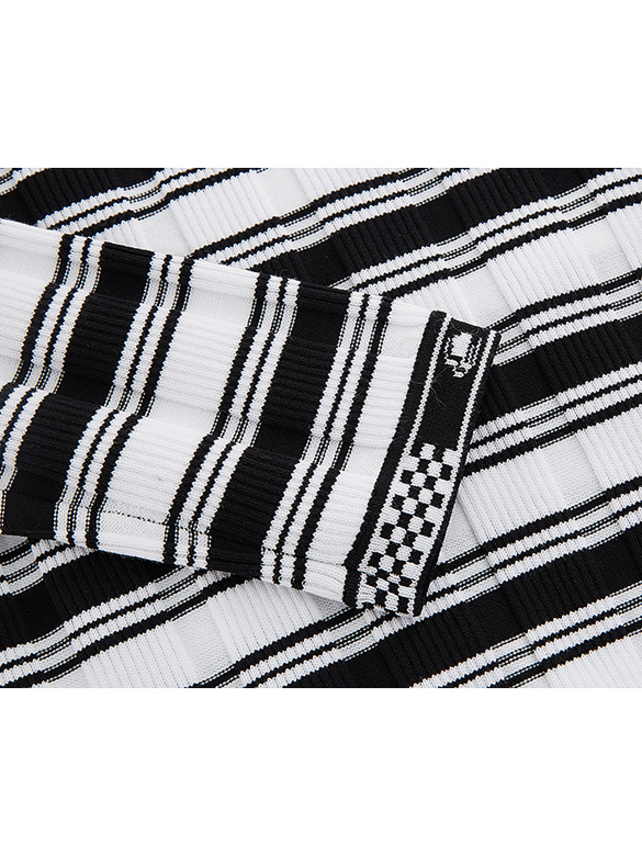 Back-Side Hole Design Stripe Knit