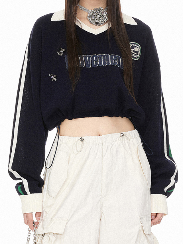 Beads Sporty Line Short Polo Knit