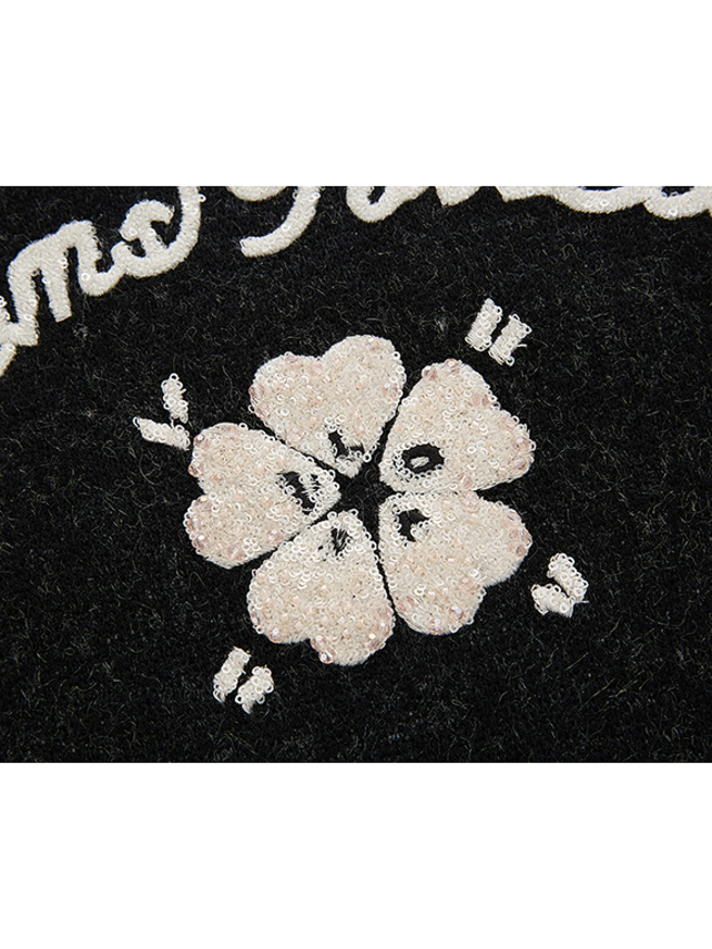 Sequins Flower Logo Design Knit Top