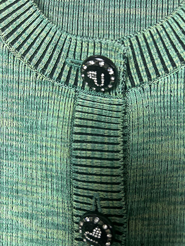 Puff Sleeves Rib Knit Cardigan