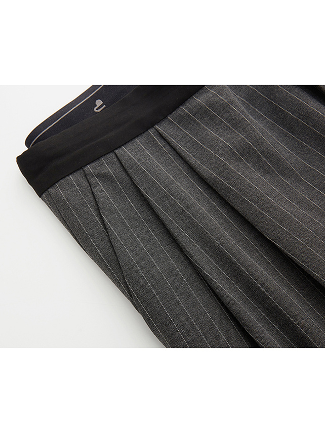 Double Waist Design Pin-Stripe Pants