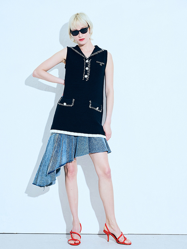 Asymmetry Frill Design Denim Skirt