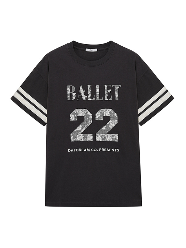 Lace Combination Sporty T-Shirt - DAZZLE FASHION(ダズル 