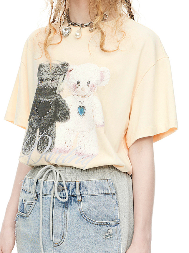 Teddy Bear Printed & Beads T-Shirt