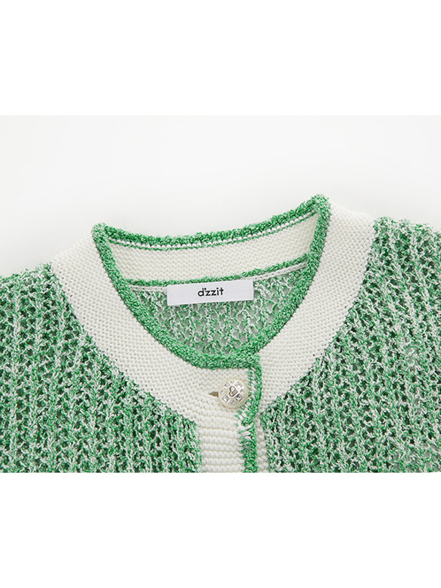 Summer Color Design Button Knit Cardigan
