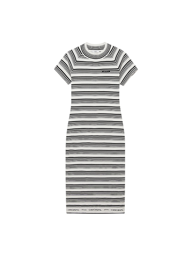 Stripe High-Neck Knit Dress