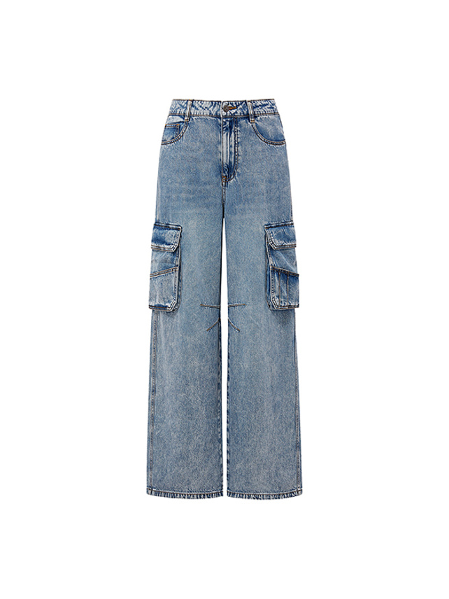 Cargo Straight Denim Pants