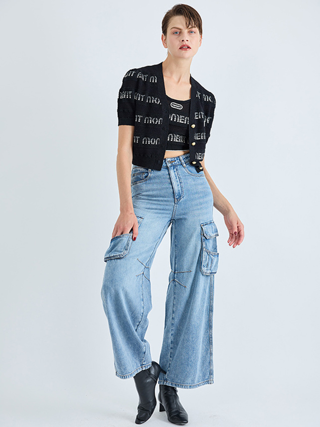 Cargo Straight Denim Pants