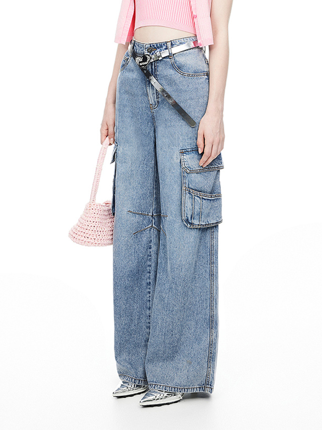 Cargo Straight Denim Pants