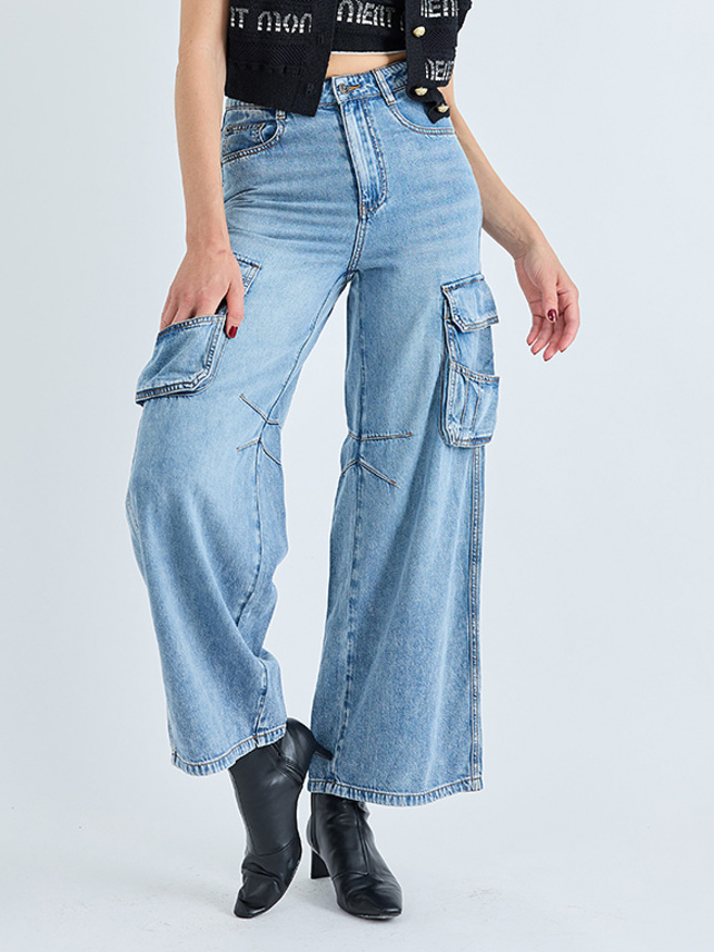 Cargo Straight Denim Pants