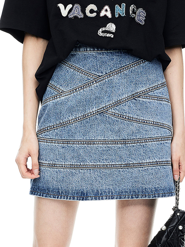 Switching Design Denim Skirt