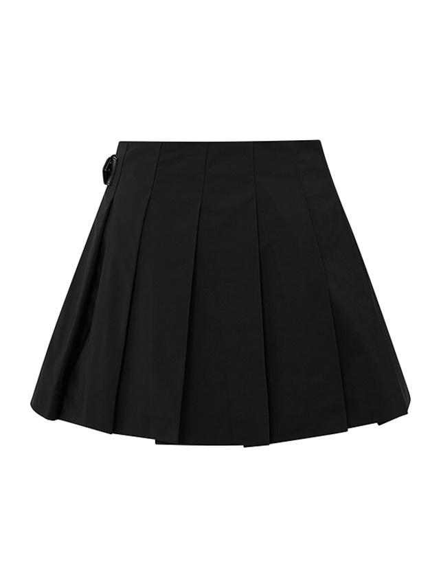 Belted Pleats Wrap Skirt