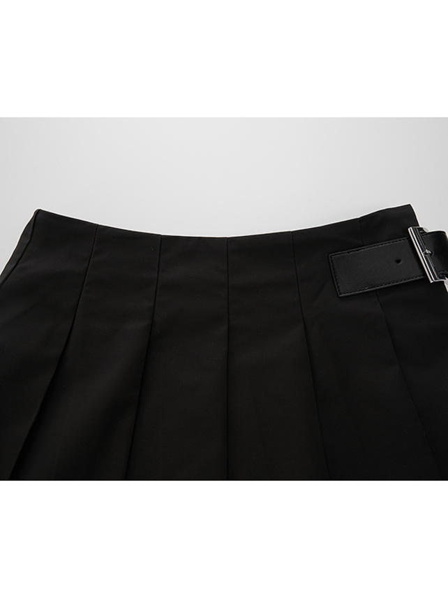 Belted Pleats Wrap Skirt