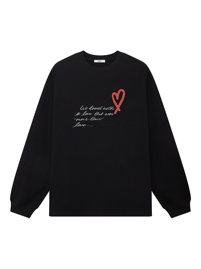 Heart & Letter Printed Long Sleeves T-Shirt