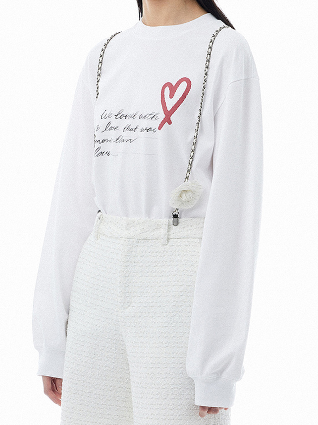 Heart & Letter Printed Long Sleeves T-Shirt