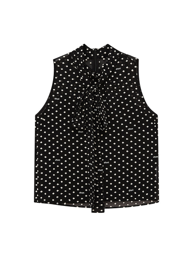 Polka Dot Embroidery Chiffon Bow-tie Top