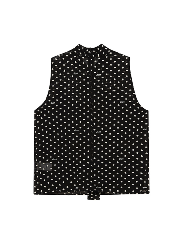 Polka Dot Embroidery Chiffon Bow-tie Top