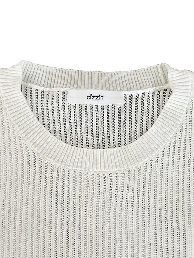 Waist Logo-Line Mesh Knit Top