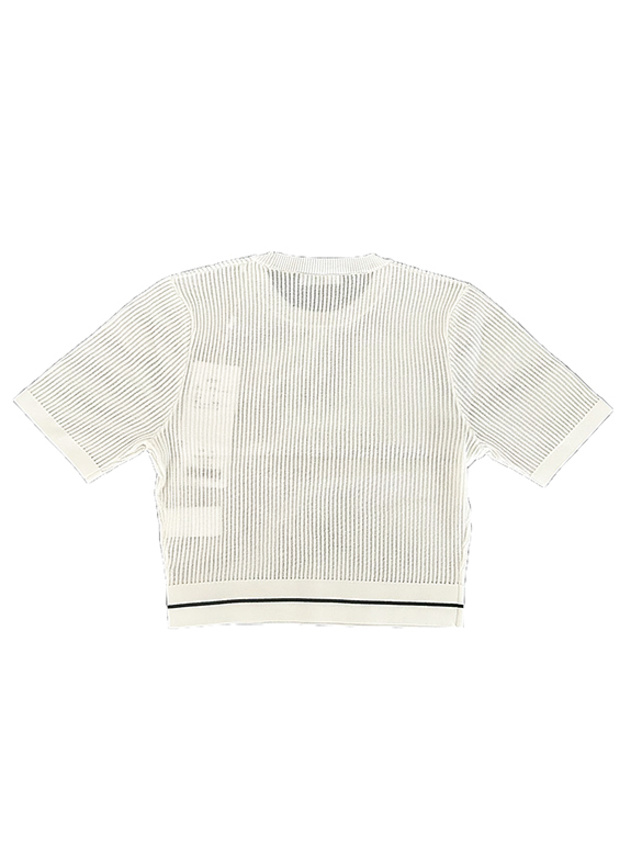 Waist Logo-Line Mesh Knit Top