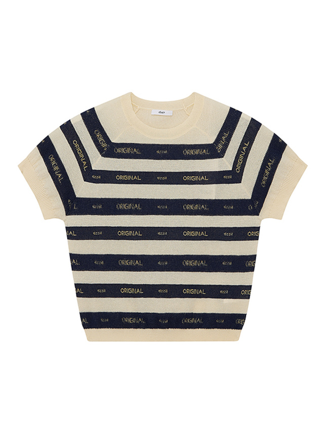 Logo Stripe Knit Top