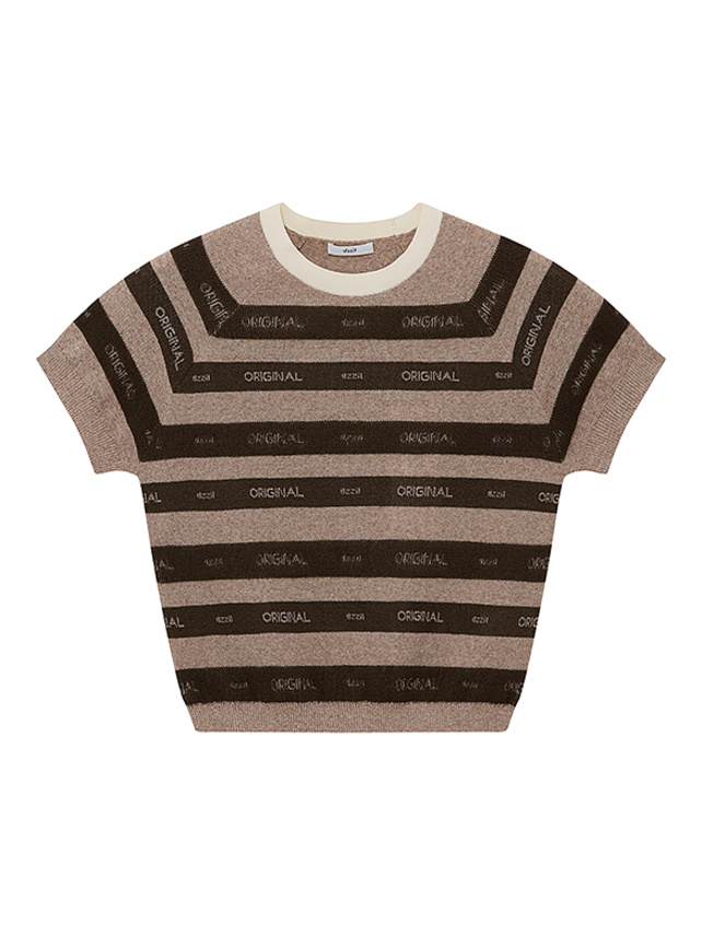 Logo Stripe Knit Top