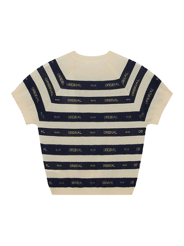 Logo Stripe Knit Top