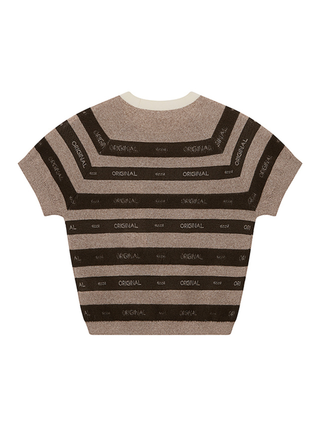 Logo Stripe Knit Top