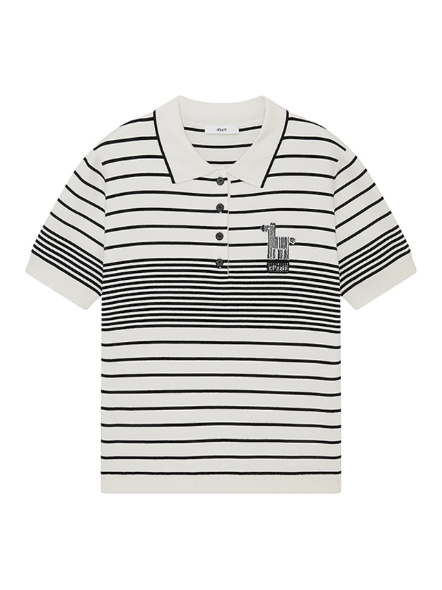 Zebra Stripe Polo Knit