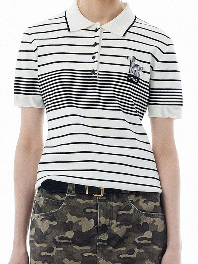 Zebra Stripe Polo Knit