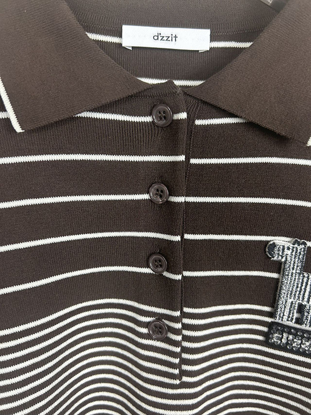 Zebra Stripe Polo Knit