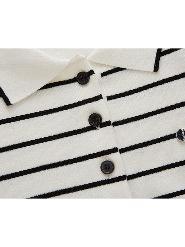 Zebra Stripe Polo Knit