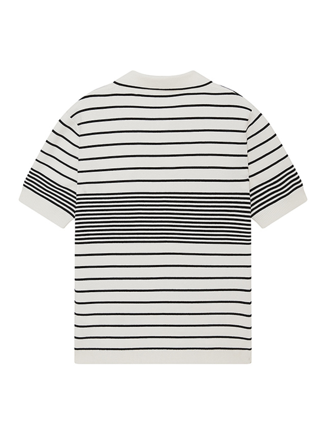 Zebra Stripe Polo Knit