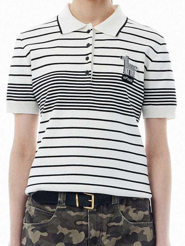 Zebra Stripe Polo Knit